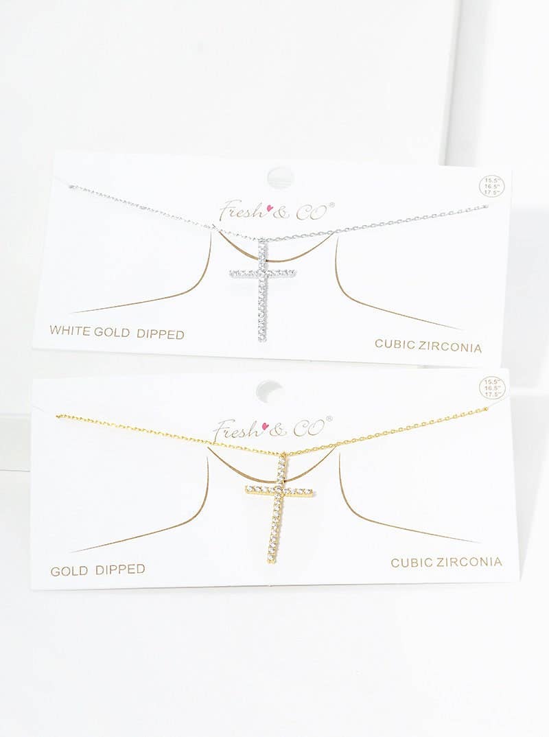 Gold Cubic Filled Cross Necklace