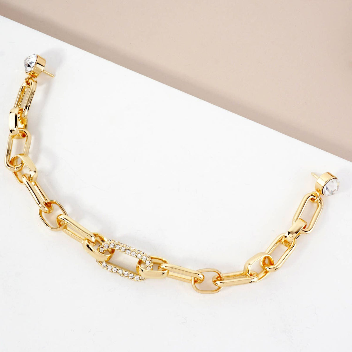 Chunky Link Hat & Collar Pin Chain with Crystal Accents