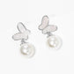Gold Freshwater Pearl Butterfly Drop Earrings