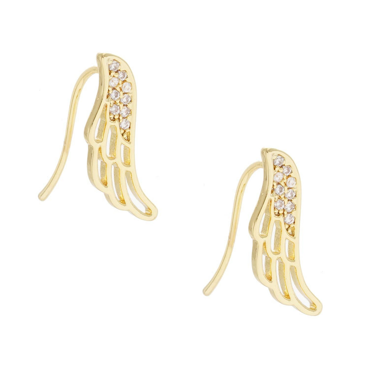 Gold Angel Wing Ear Post Earrings