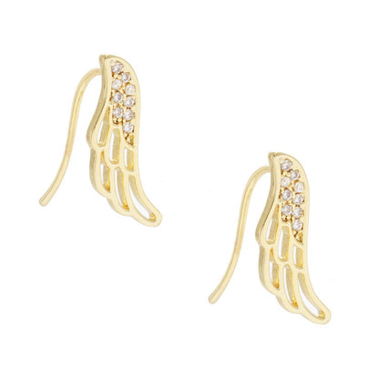 Gold Angel Wing Ear Post Earrings