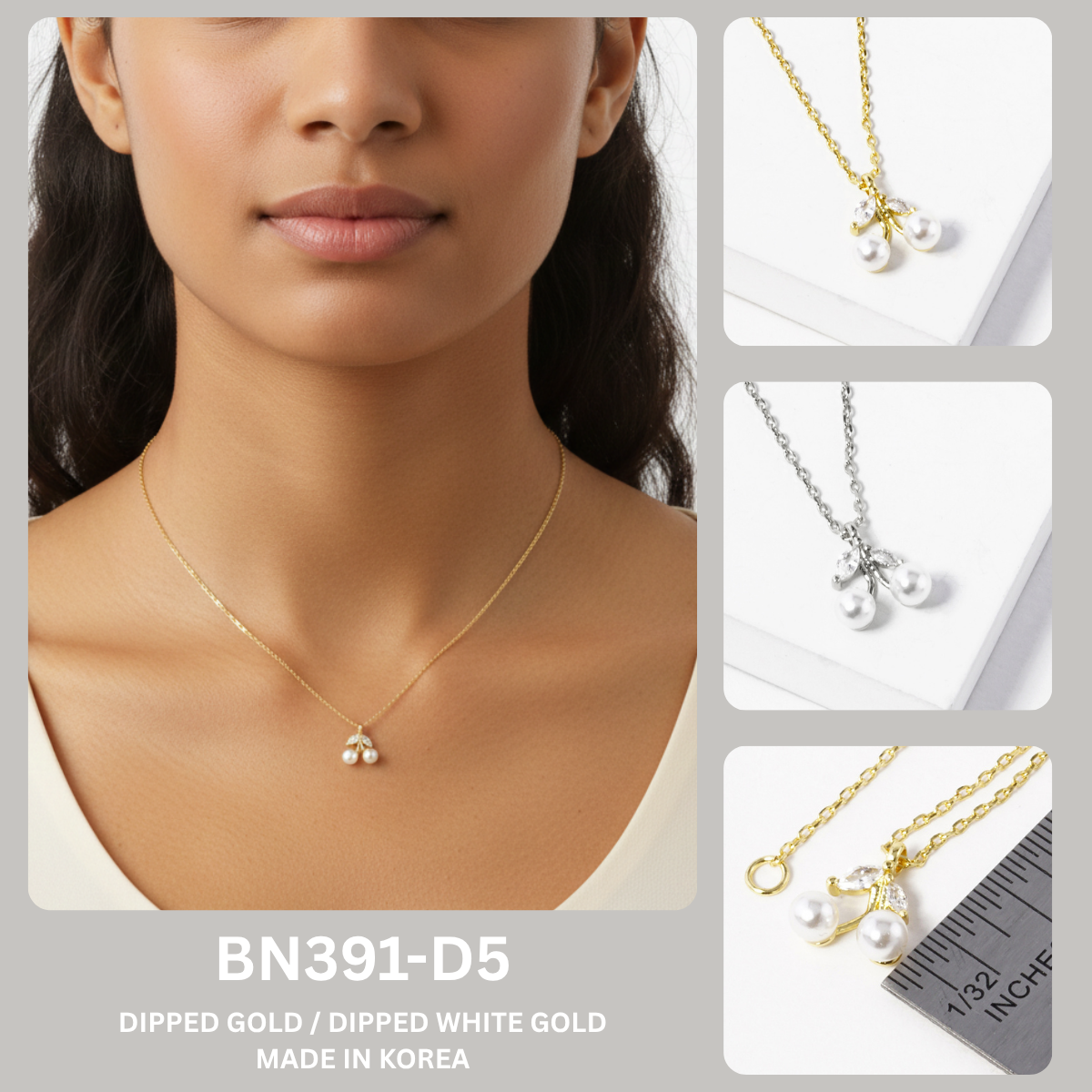 Dainty Pearl Cherry Pendant Necklace