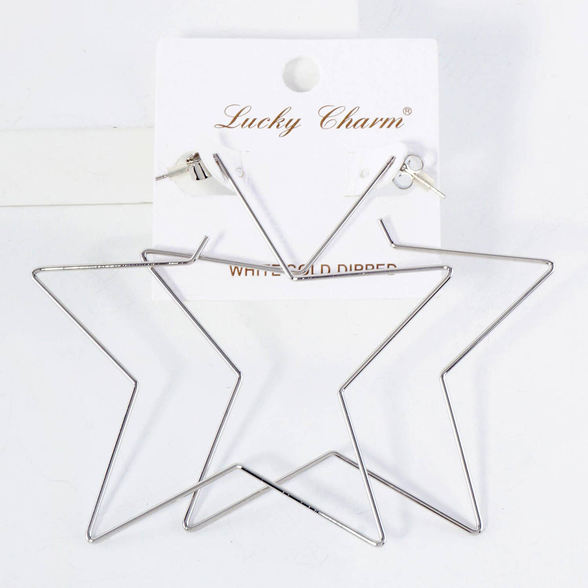 Polished Brass Delicate Star-Shaped 80mm Hoop Earrings