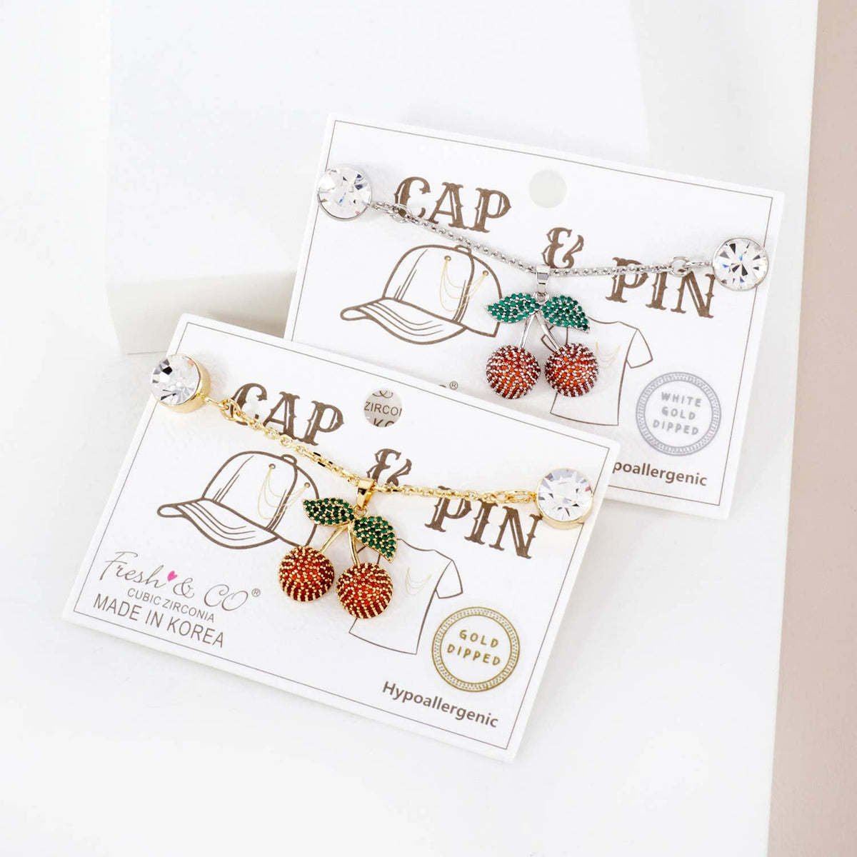 Cubic Zirconia Cherry Cap & Pin Chain