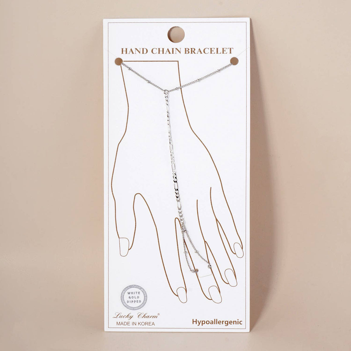 Bevelled Figaro-Chain Accents Brass Hand-Chain Bracelet