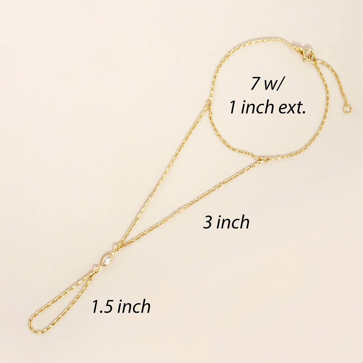 Marquise CZ-Stone Accent Brass Hand-Chain Bracelet