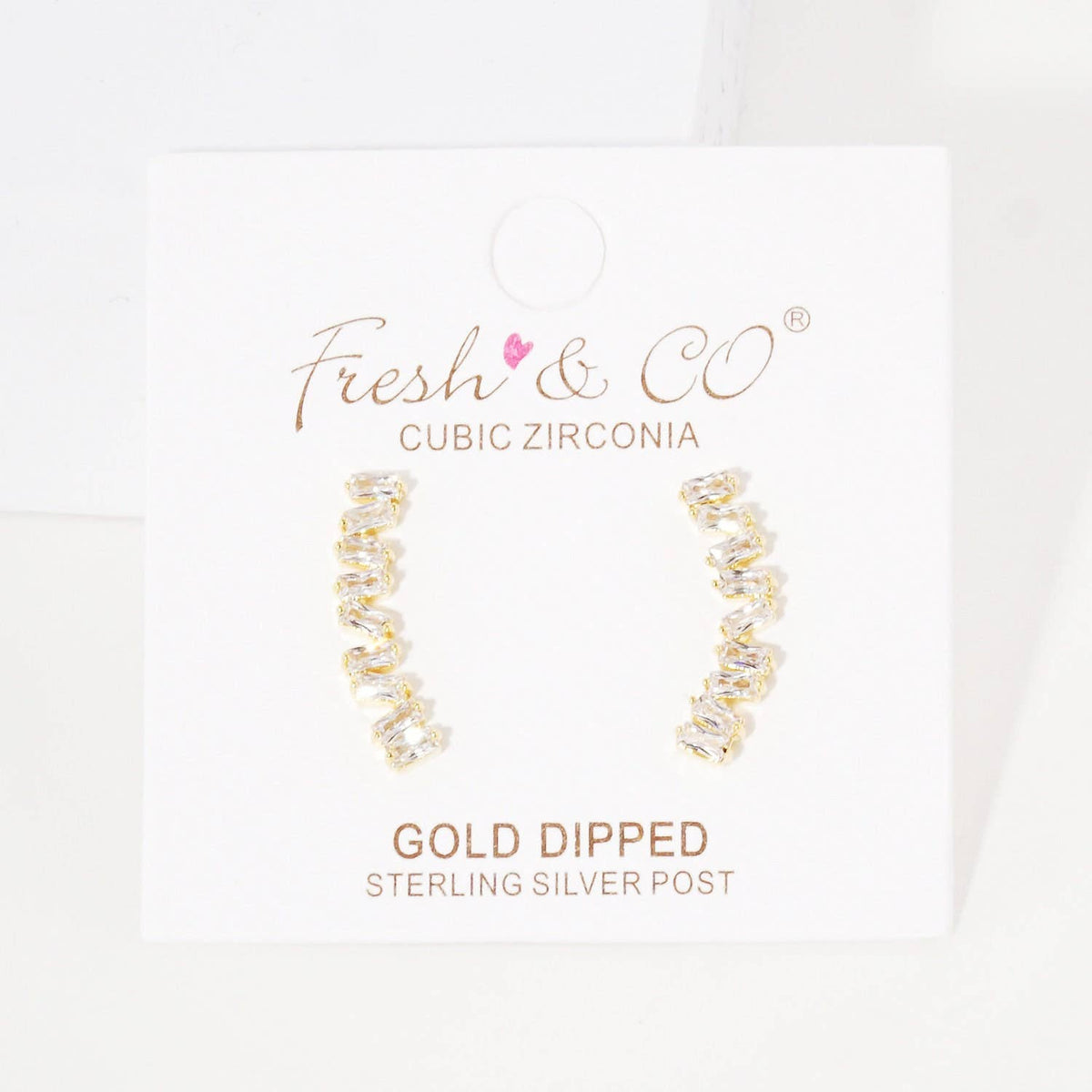 Gold Plated Zig Zag Ear Climber Earrings