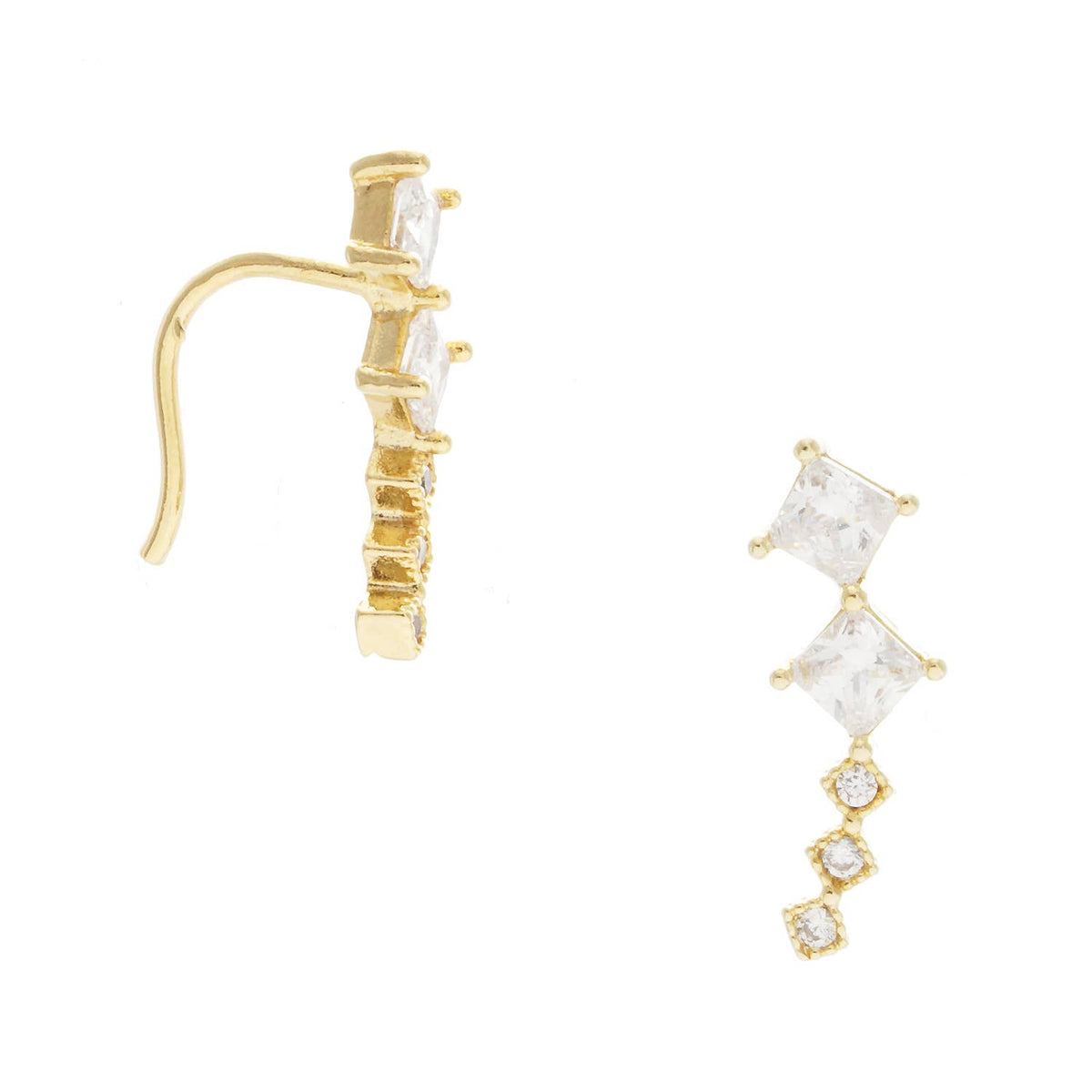 Geometric Cubic Zirconia Ear Crawlers
