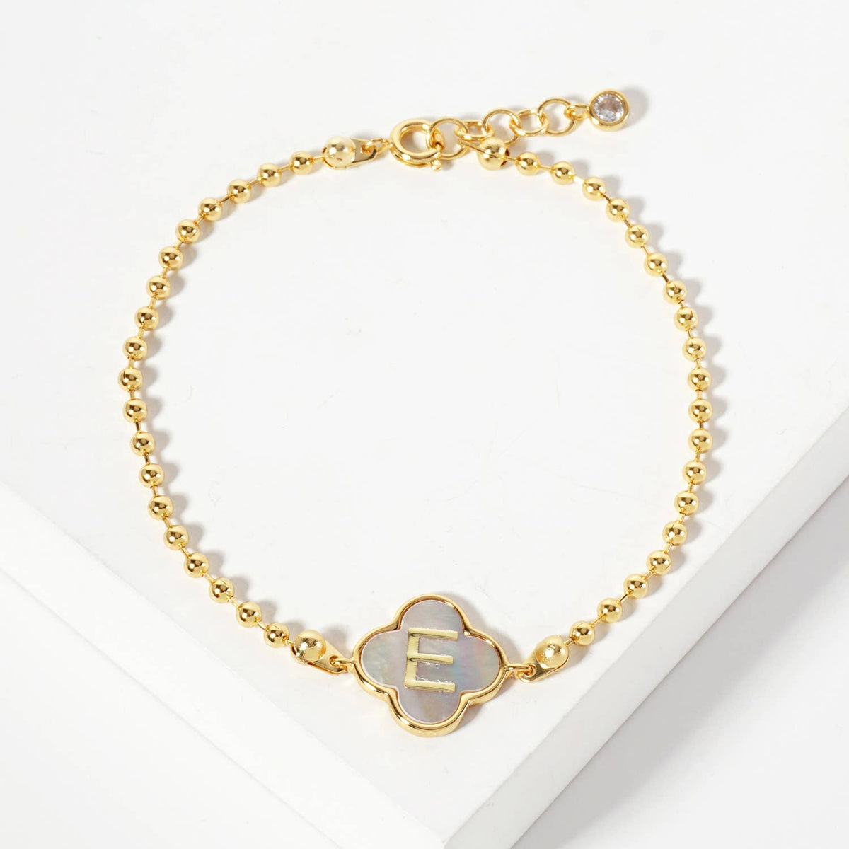 Dainty Gold Dipped Initial Clover Bracelet
