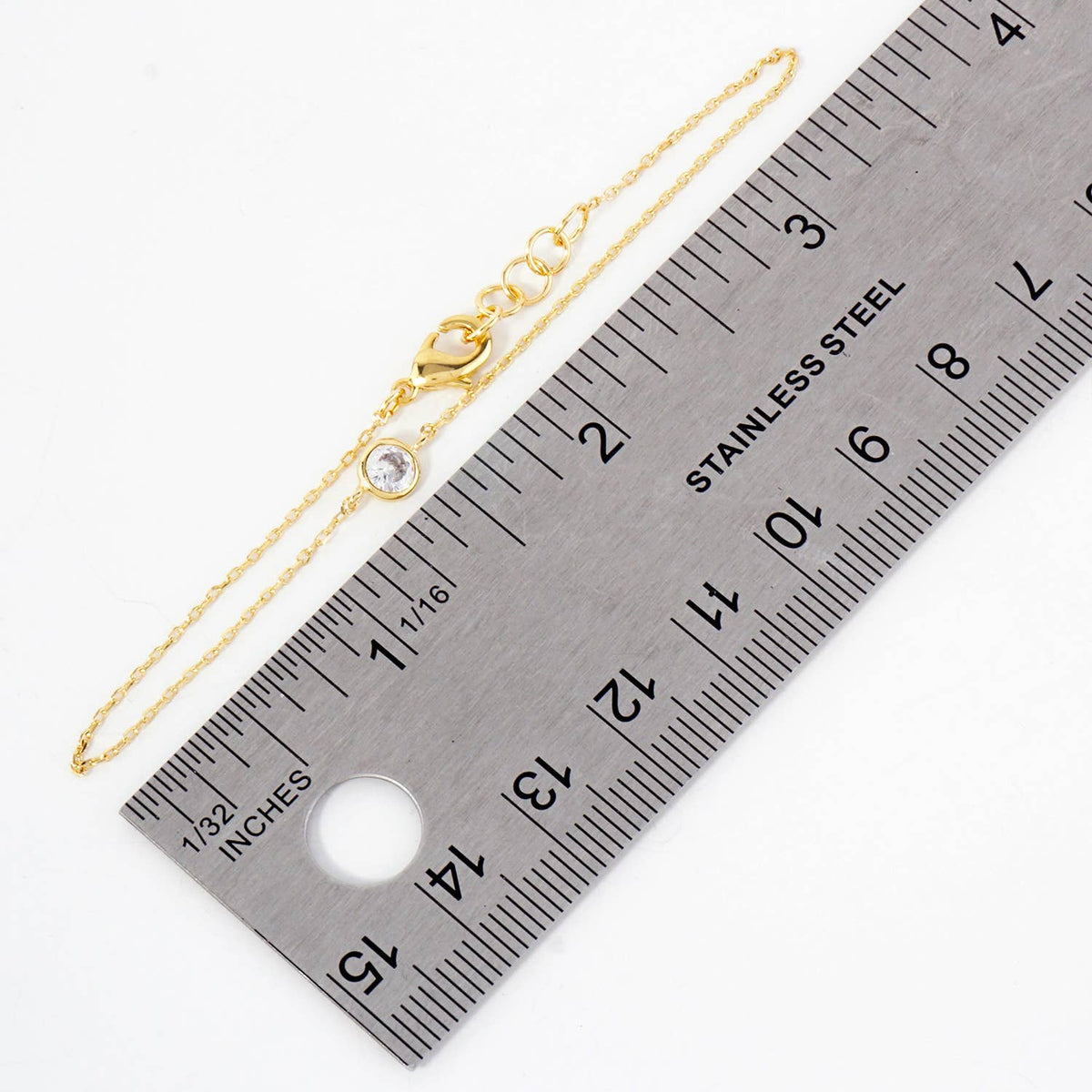 4mm CZ-Stone 18K-Gold-Dipped Chain Bracelet