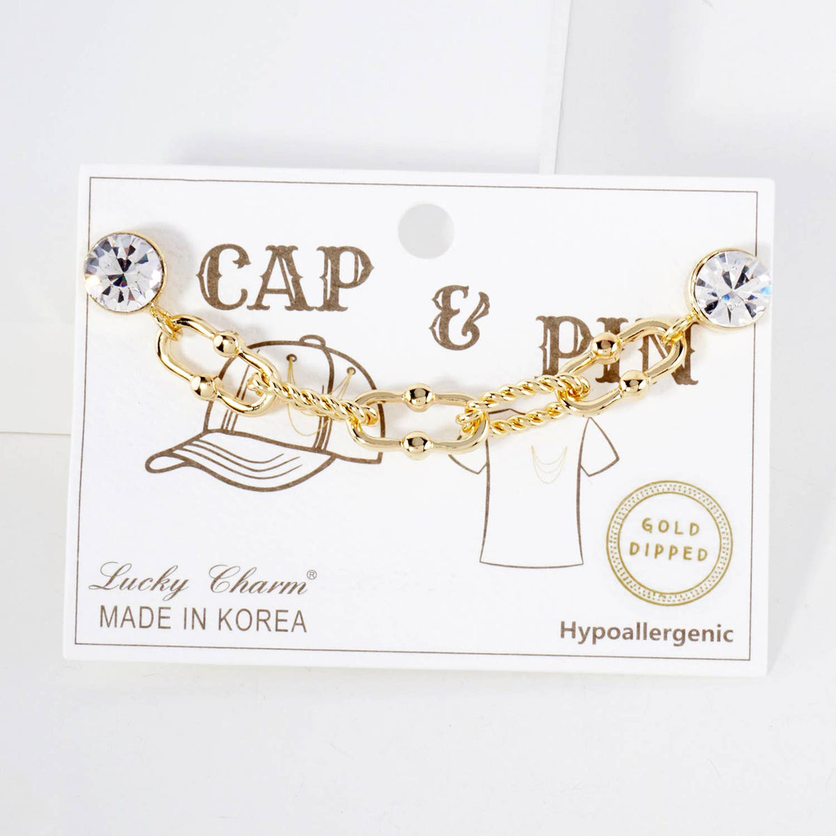 Crystal "Cap & Pin" Chain Brooch Accessory