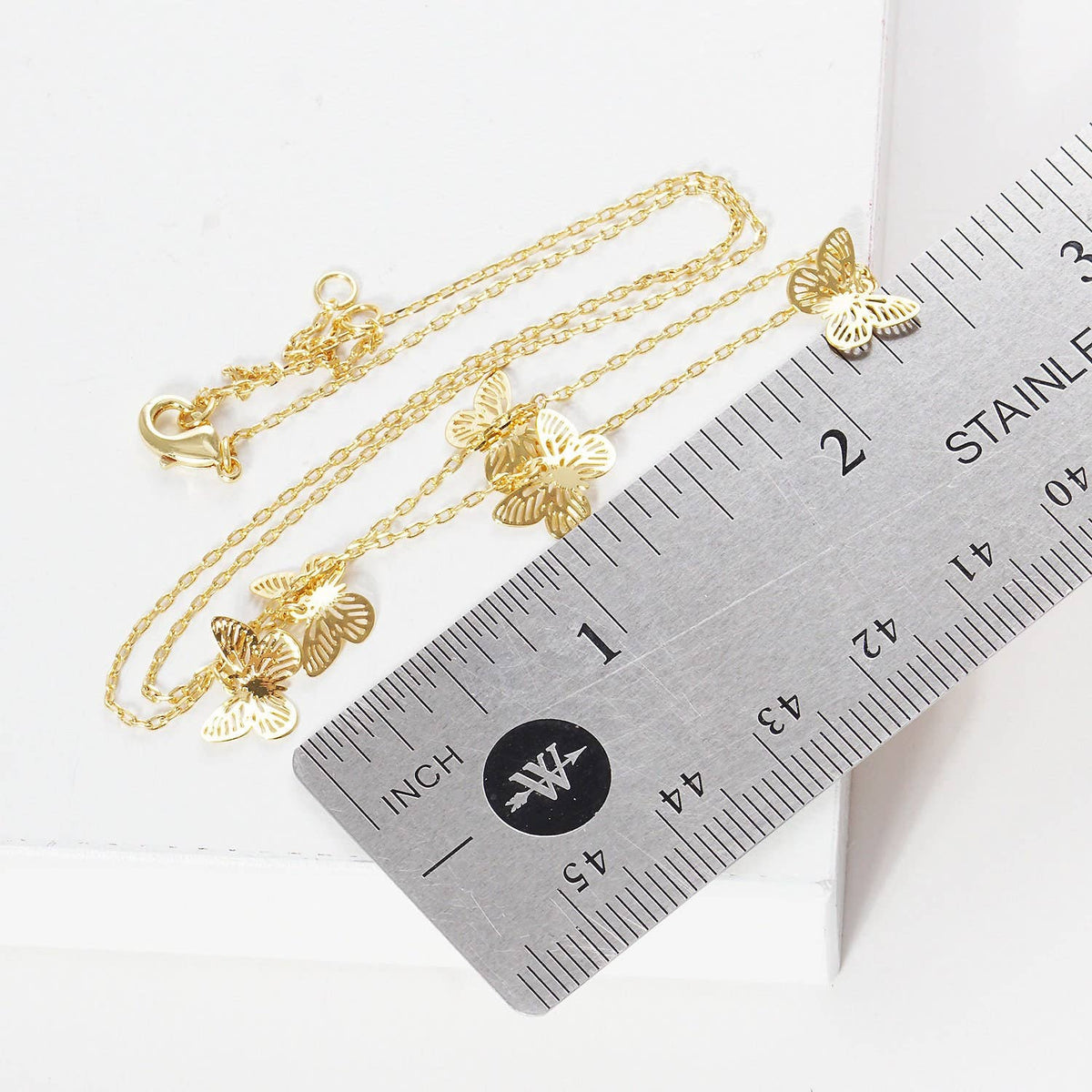 5 Gold Plated Tiny Butterfly Charm Necklace