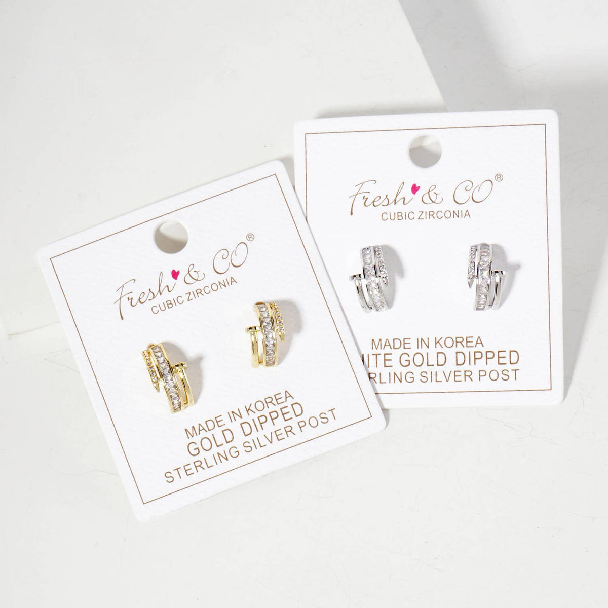 CZ Embellishment Nail Design Half Hoop Earrings