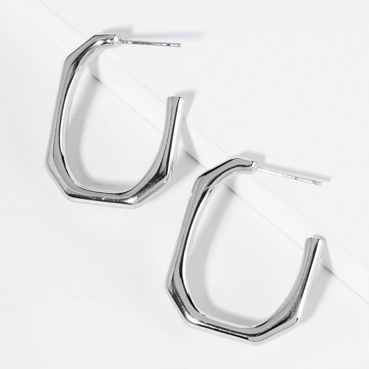 25MM OCTAGON HOOP EARRINGS / 18K GOLD DIPPED