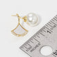 Gold Freshwater Pearl Fan Shaped Stud Earrings