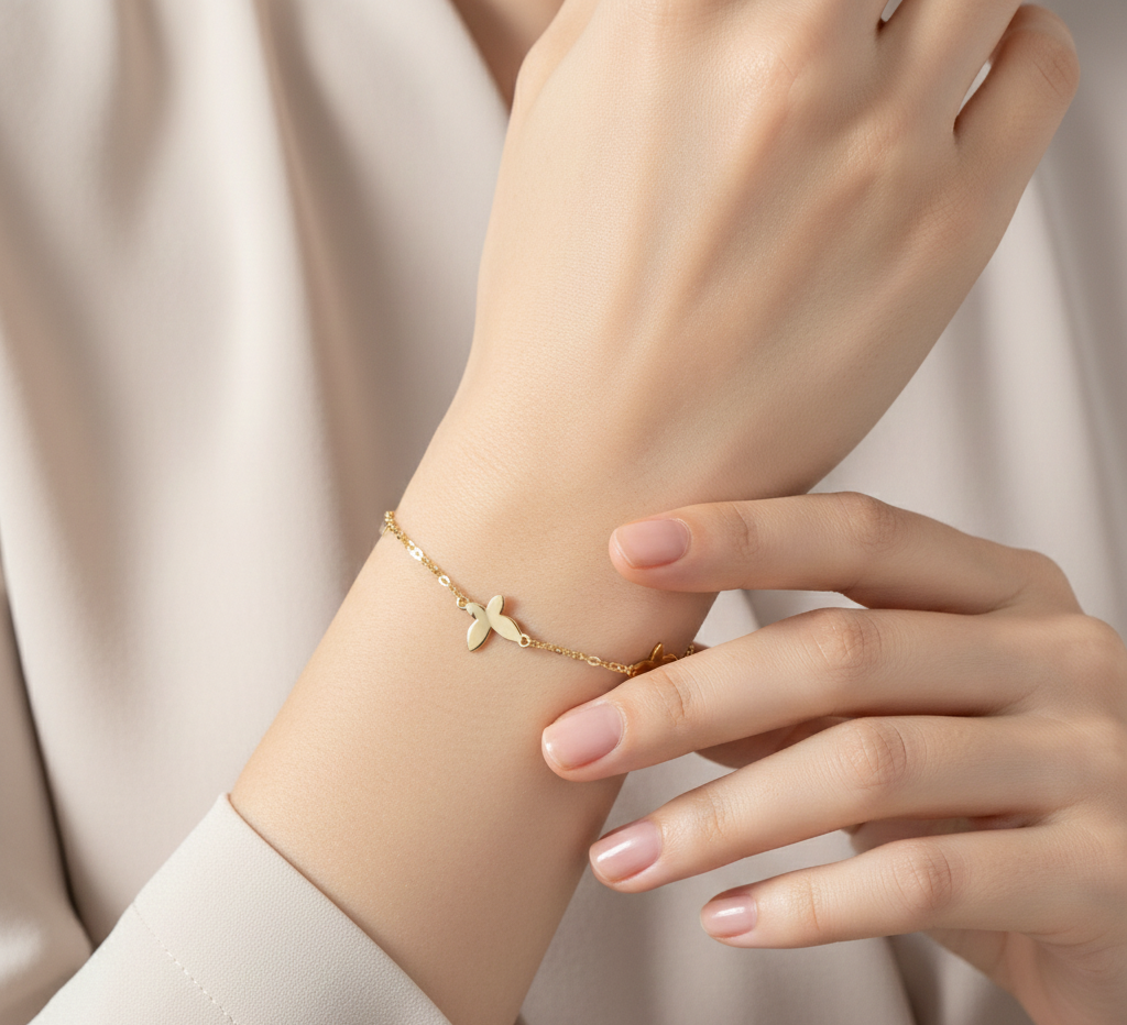 Three Butterfly 18K-Gold-Dipped Polished Brass Bracelet
