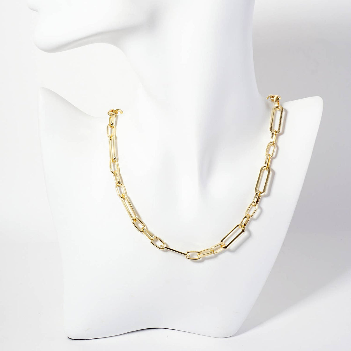 18K-Gold-Dipped 19-10mm Paperclip Chain Necklace