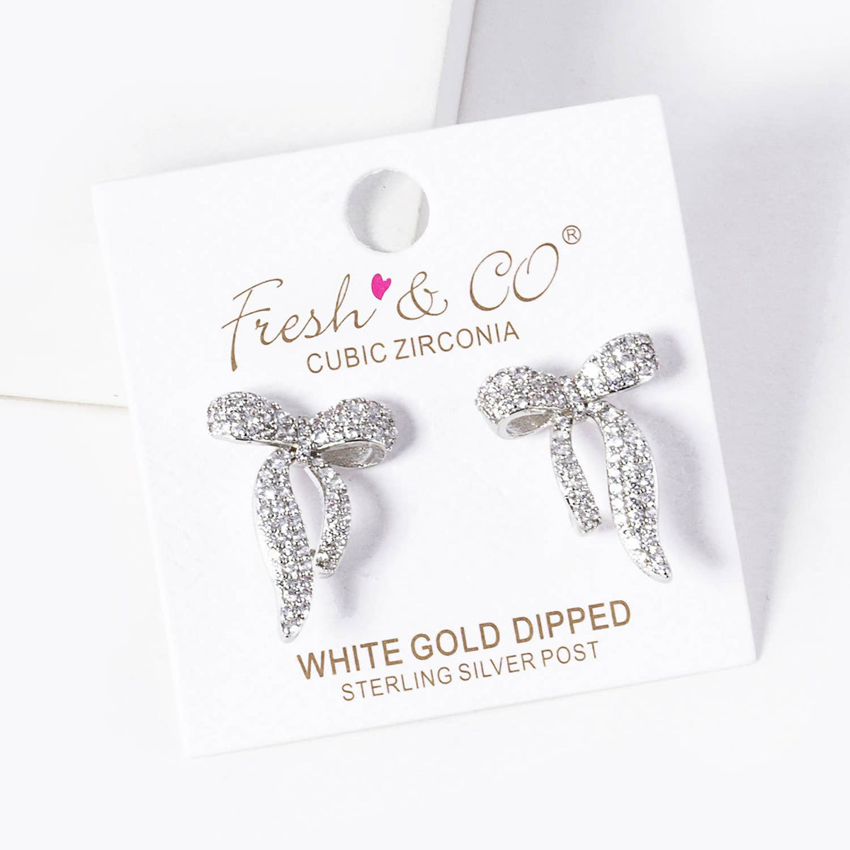 Dainty Pave Bow Stud Earrings
