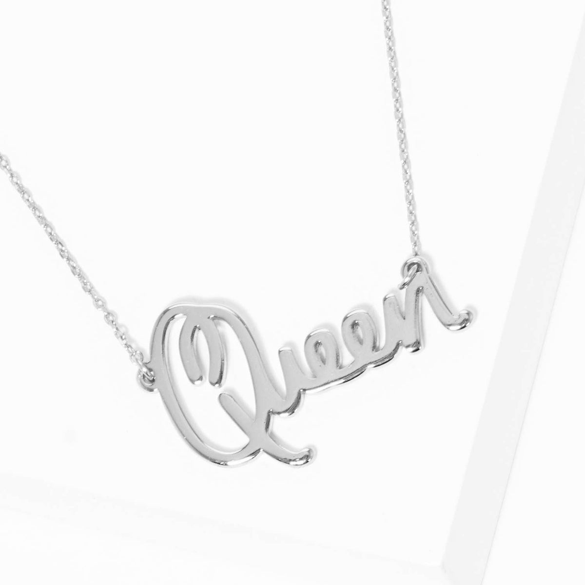 Gold Plated Bold Queen Cursive Necklace