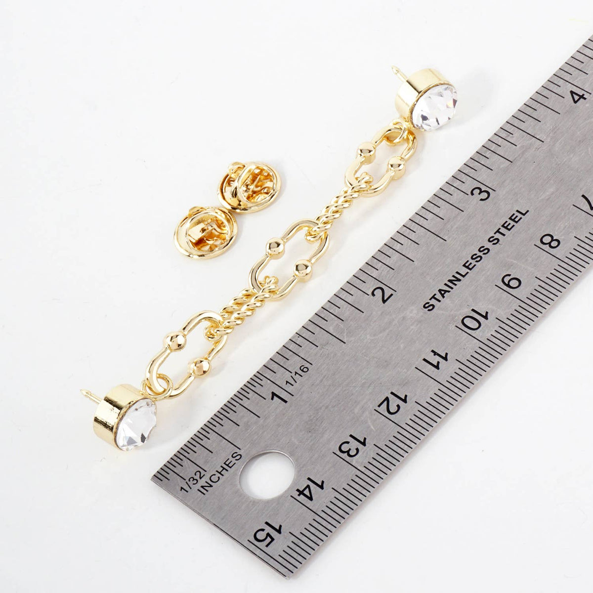 Crystal "Cap & Pin" Chain Brooch Accessory