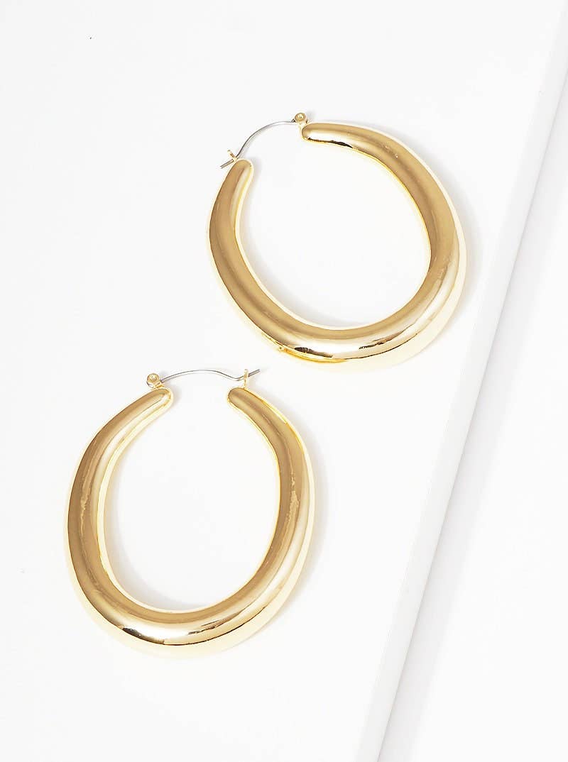Gold Chunky Oval Huggie Earrings