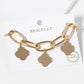 18K Gold Plated Chunky Link Bracelet with Clover Charms
