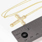 Gold Round Princess Cut Cross Necklace