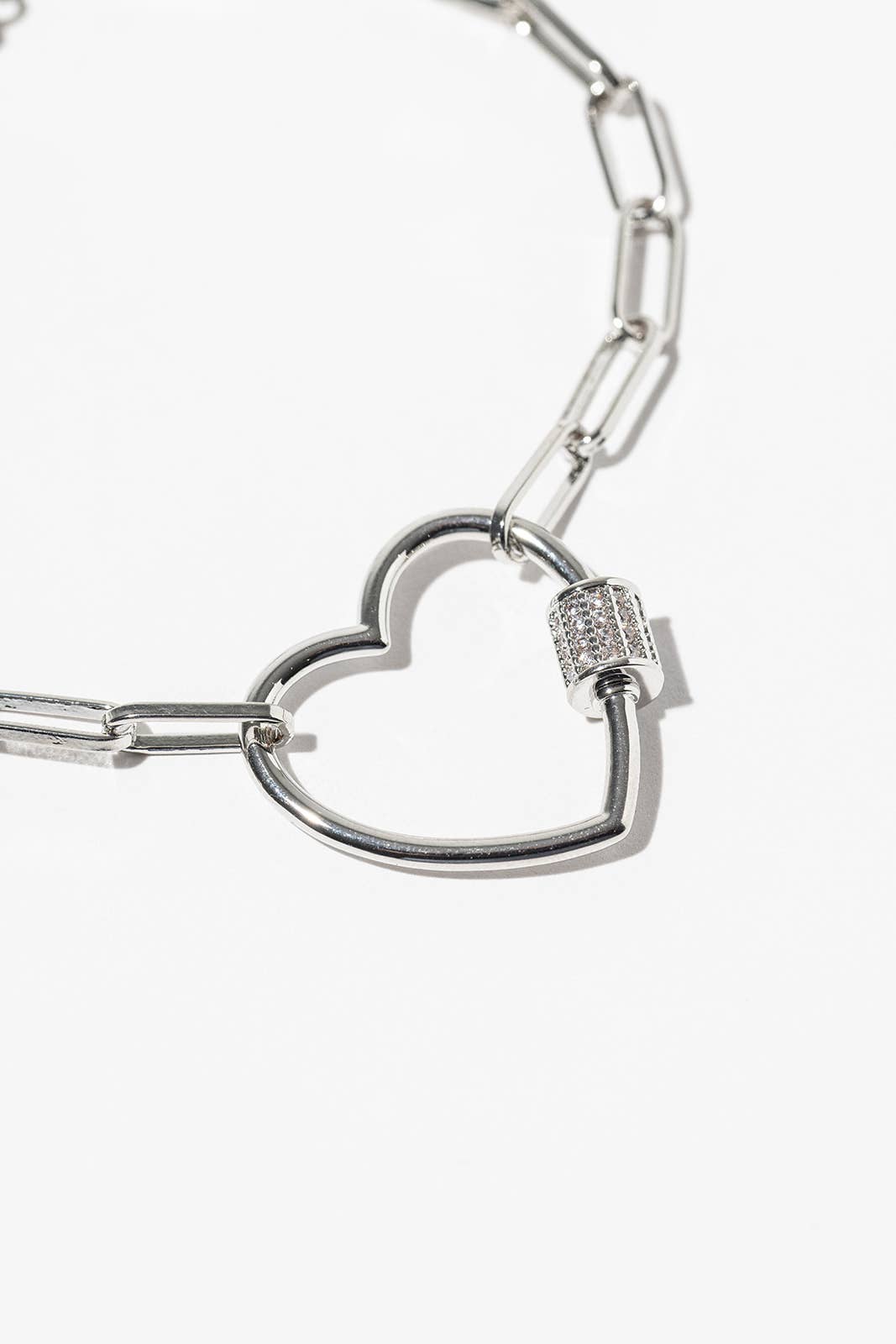Heart Carabiner Link Bracelet with Magnetic Clasp