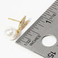 18K Gold Dipped Glass Pearl Drop CZ Pave Heart Post Earrings