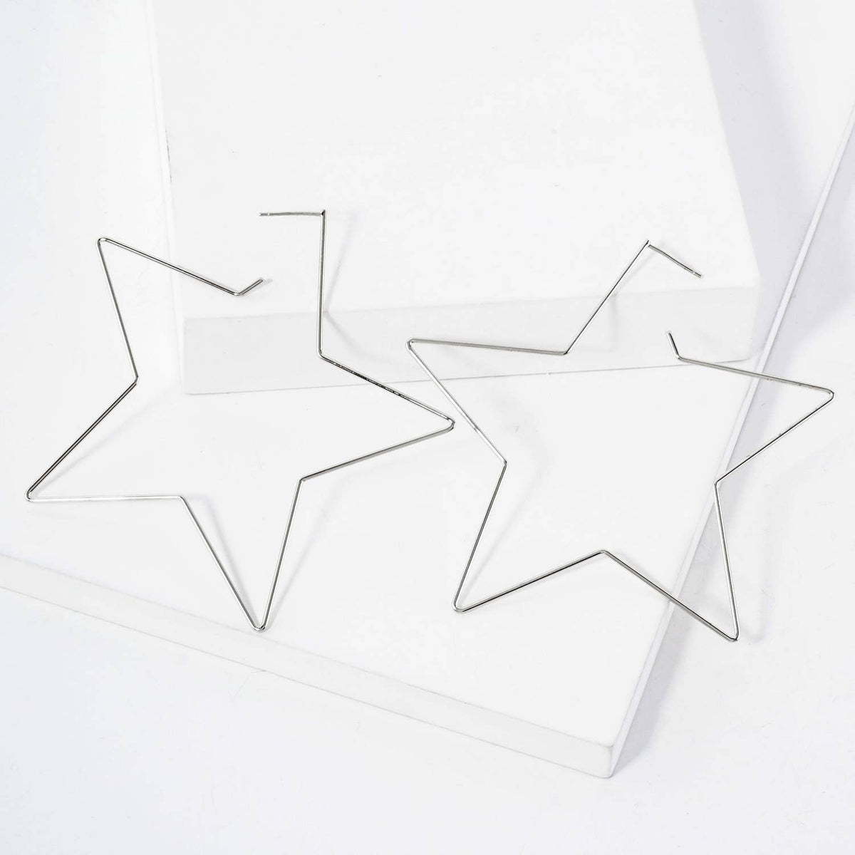 Polished Brass Delicate Star-Shaped 80mm Hoop Earrings