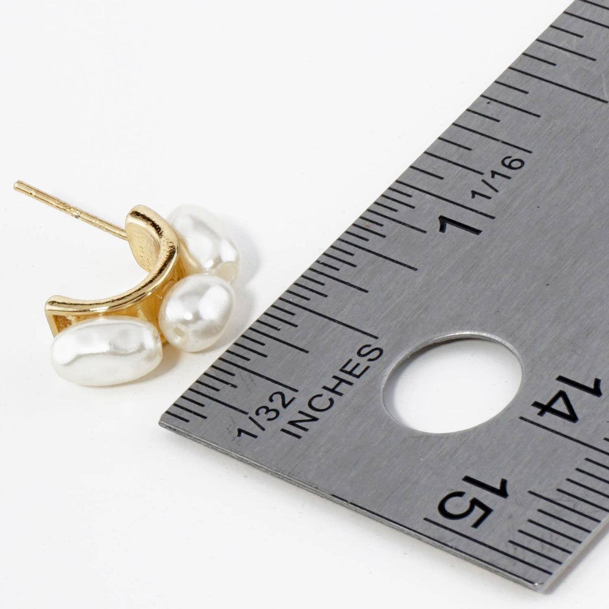 Three Freshwater Pearl 15mm Hoop Earrings / 18K Gold Dipped
