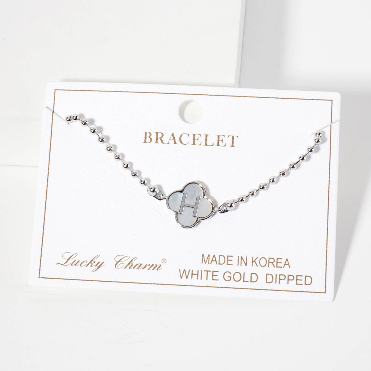 Dainty Gold Dipped Initial Clover Bracelet