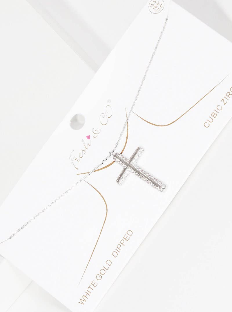 Gold Micro Pave Cross Necklace