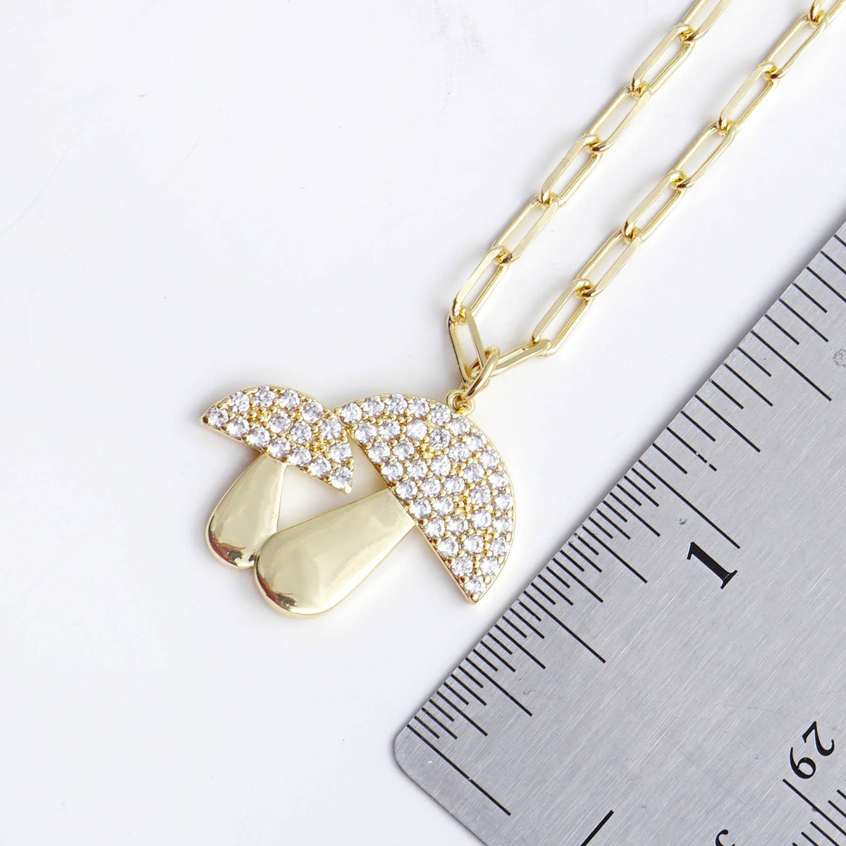Gold Plated Double Mushroom Necklace