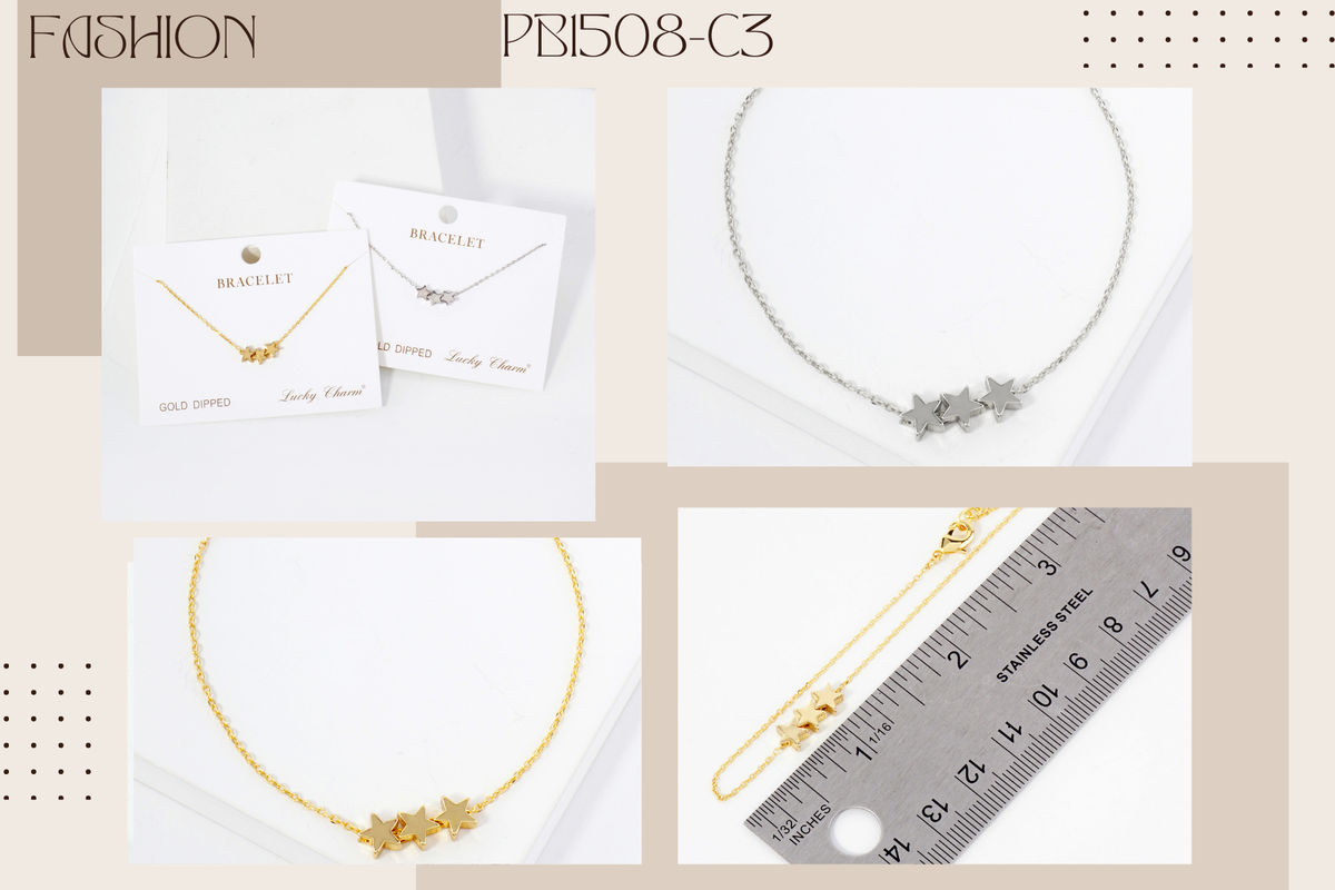 Celestial-Theme 5mm Three-Star Chain Bracelet