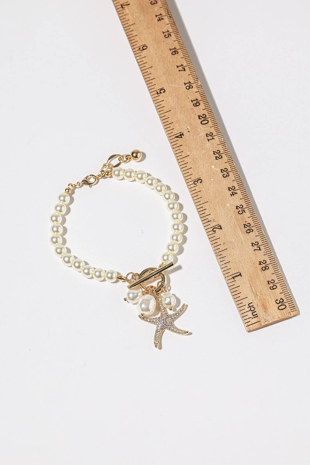 Pearl & Starfish Charm Toggle Bracelet