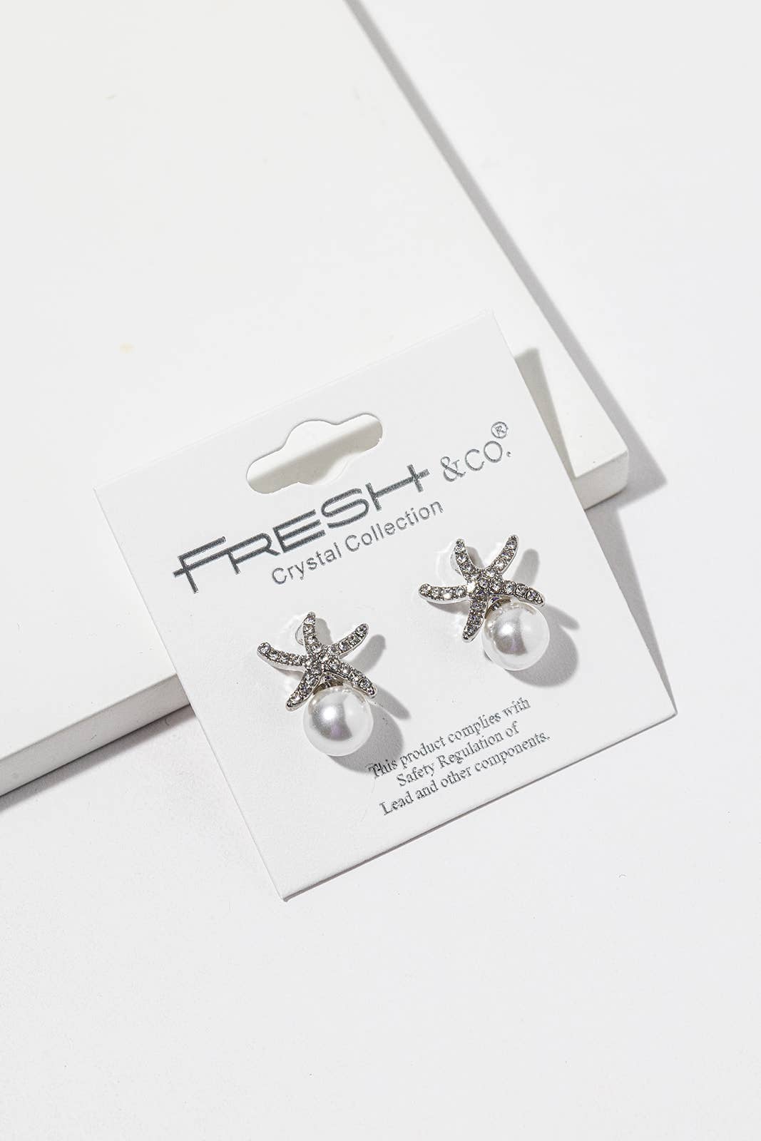 Starfish Pearl Stud Earrings – Crystal Starfish with Pearl