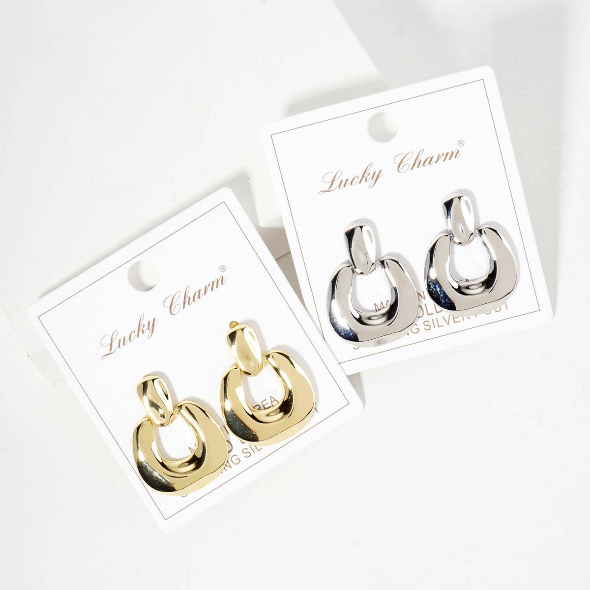 Polished Brass Doorknocker Design 18K-Gold-Dipped Earrings