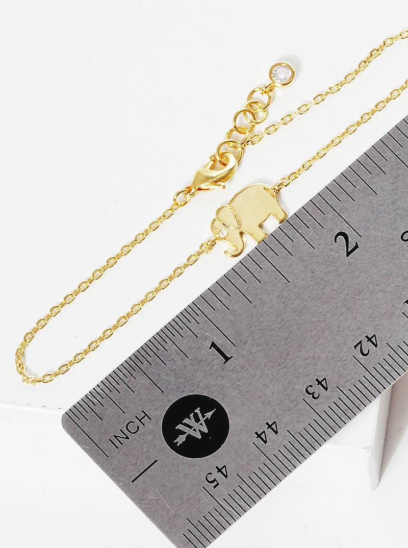 Dainty Cubic Zirconia Elephant Charm Bracelet