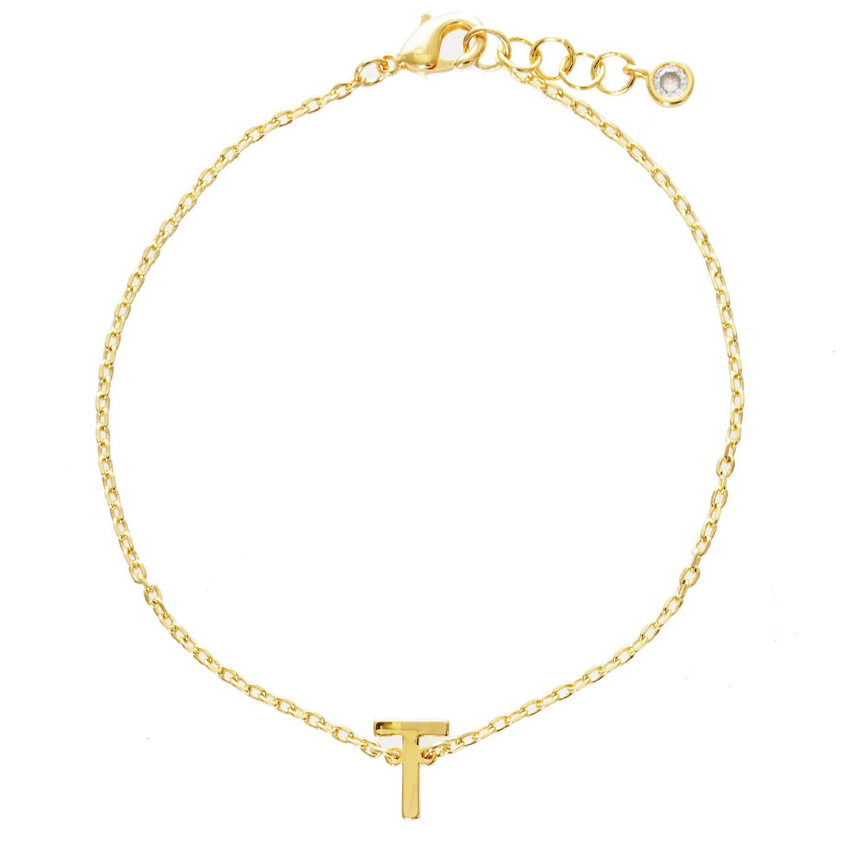 Gold Plated Initial Letter Bracelet