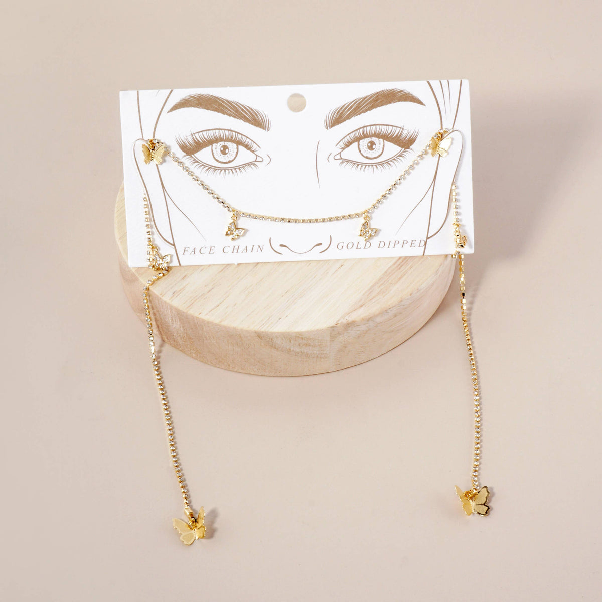 Satellite-Style Pave-Set Cubic-Zirconia Butterfly Face-Chain