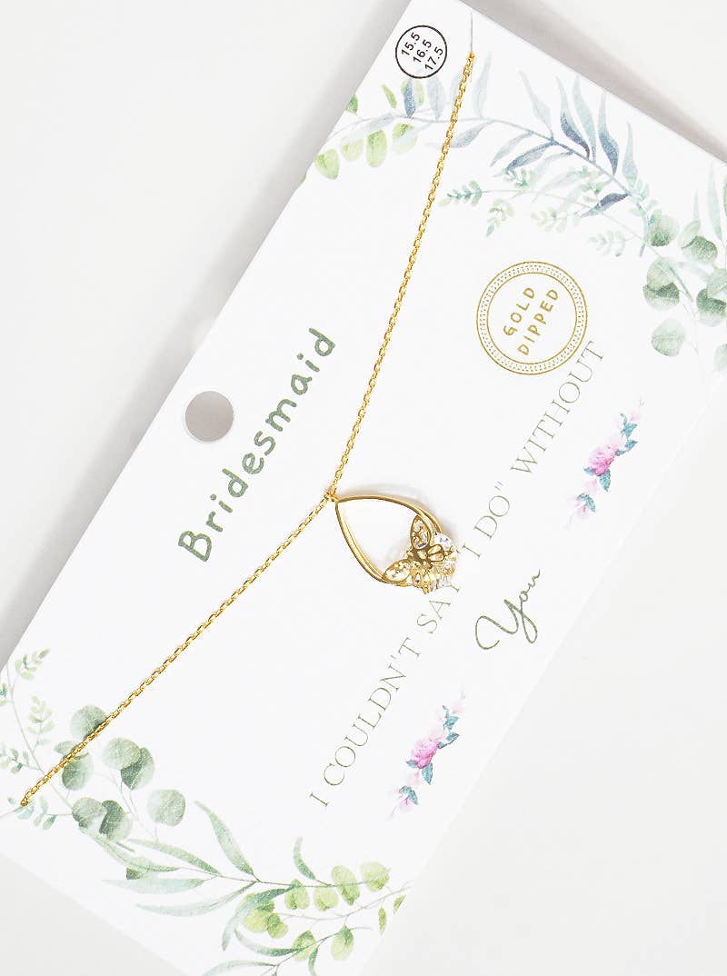 Teardrop Butterfly Bridesmaid Pendant Necklace