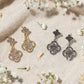 Crystal Clover Drop Earrings – Pavé Quatrefoil Dangle, Gold