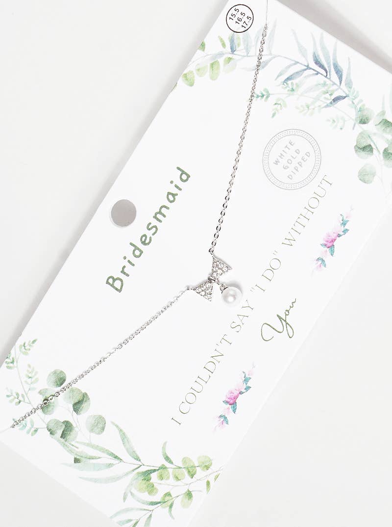Dainty Bow and Pearl Bridesmaid Necklace