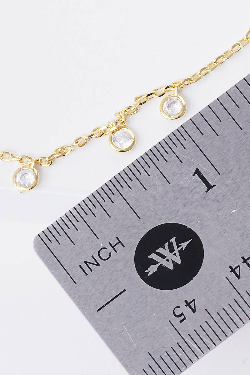 Bezel Cubic Zirconia Station Dangle Bracelet
