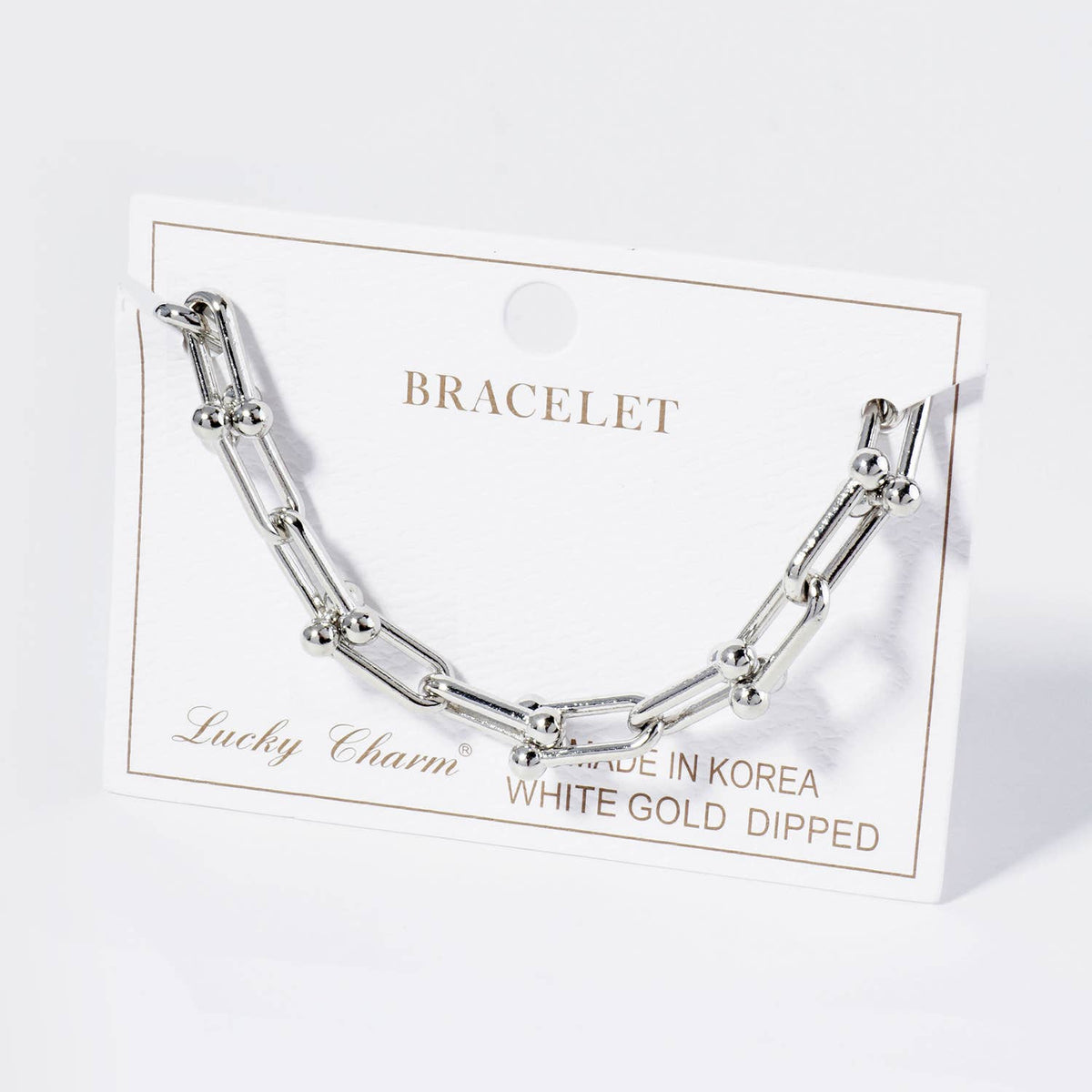 Elegant U-Link Chain Bracelet with Ball Accents