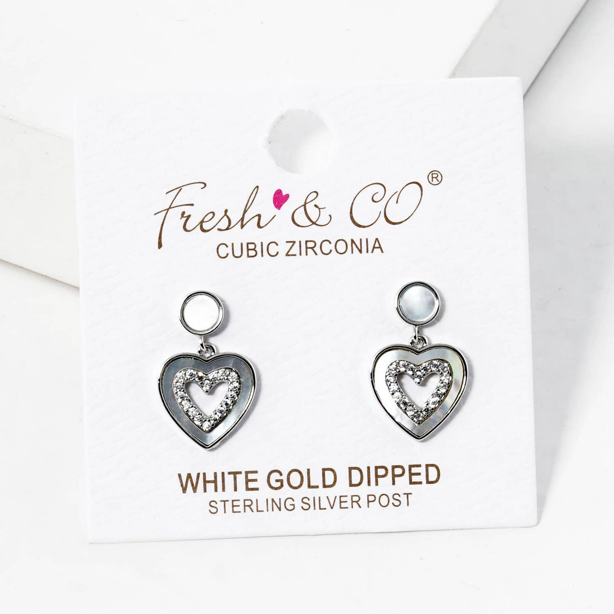 Heart Pave Cubic Zirconia Drop Earrings