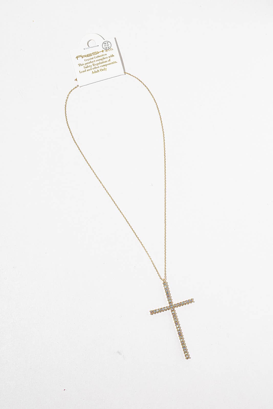 Crystal Cross Pendant Necklace – Gold & Silver Pavé Cross