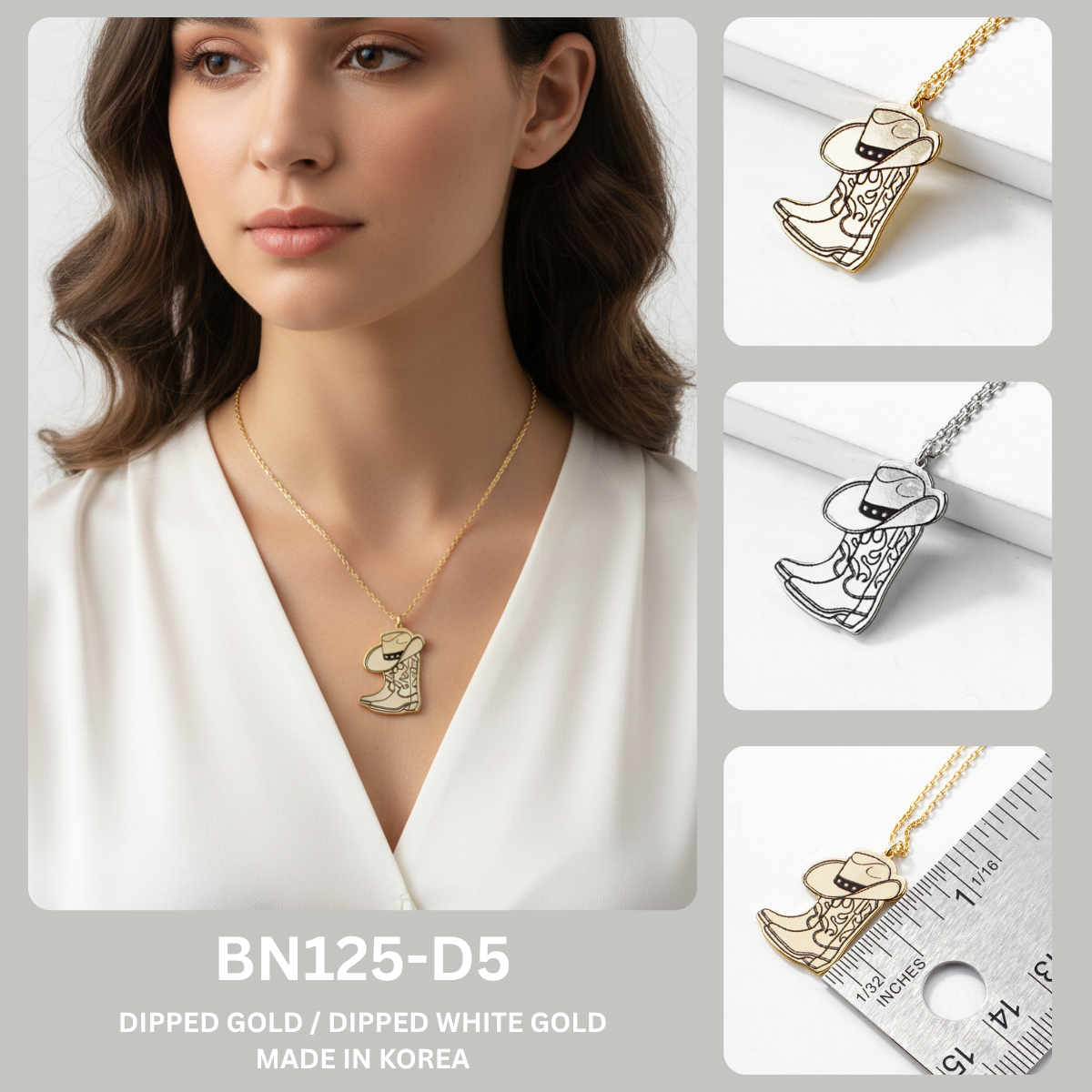 Western Cowboy Boot & Hat Charm Pendant Necklace