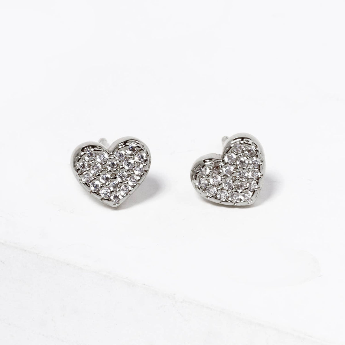 18K Gold Dipped CZ Pave 5mm Heart Post Stud Earrings